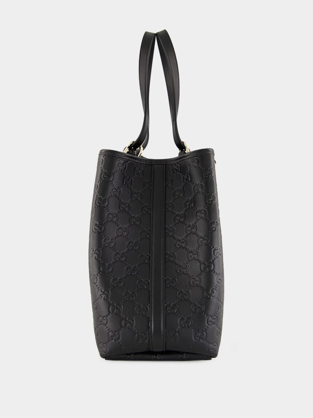Black GG Emblem Large Leather Tote