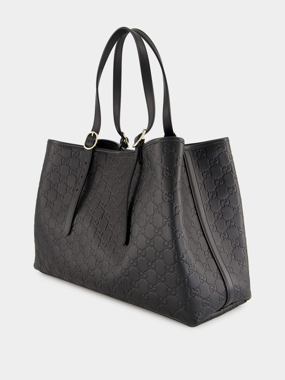 Black GG Emblem Large Leather Tote