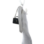 Caviar Calfskin Quilted Small Top Handle Flap Black