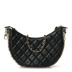 Lambskin Quilted Small Hobo Bag Black
