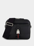 Black Small Crossbody Bag with Web