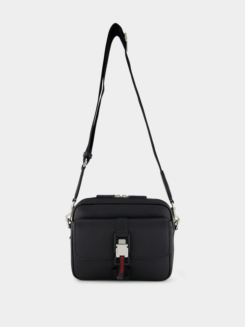 Black Small Crossbody Bag with Web