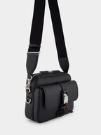 Black Small Crossbody Bag with Web