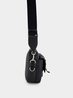 Black Small Crossbody Bag with Web
