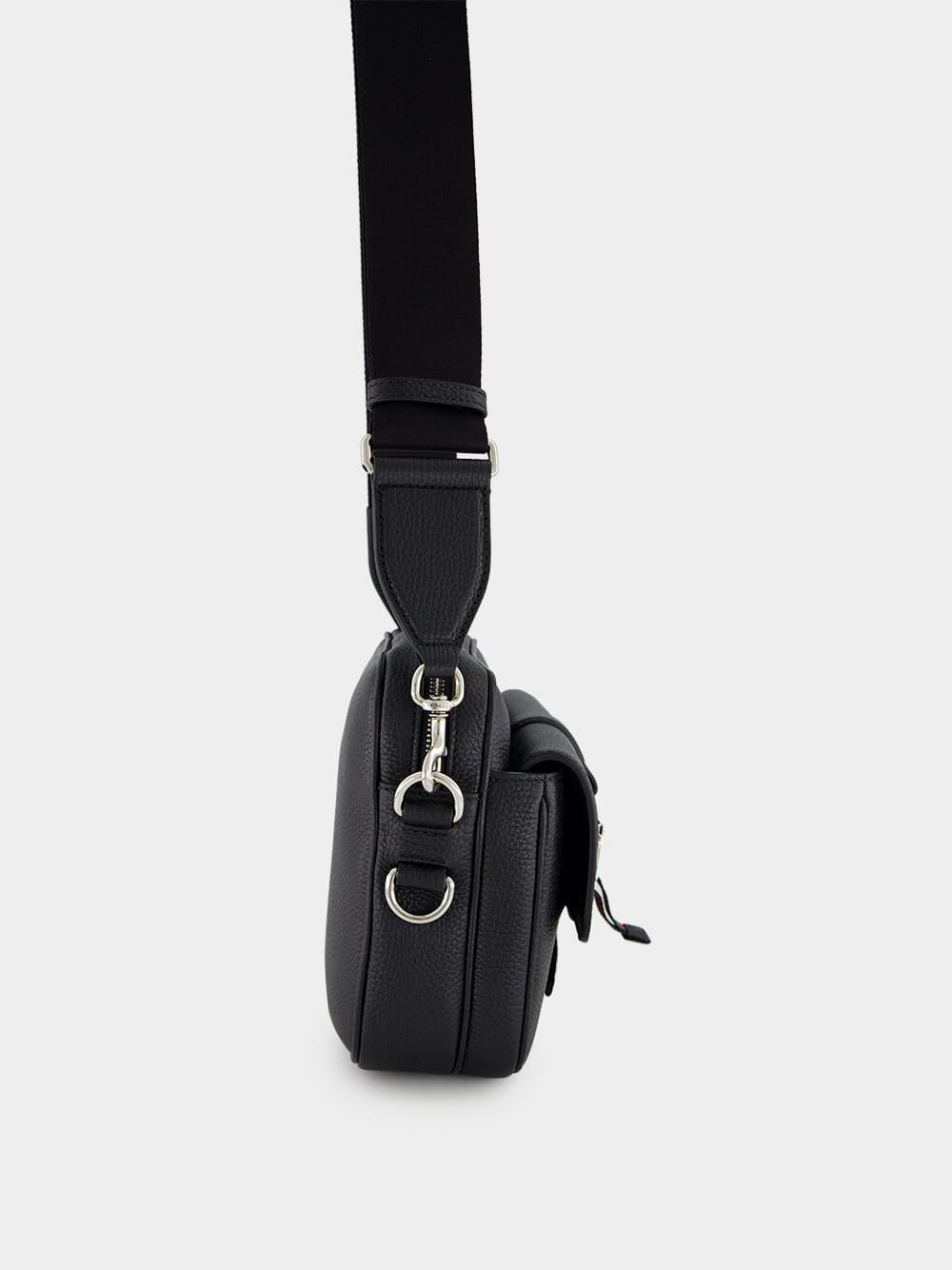 Black Small Crossbody Bag with Web