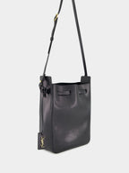 Black Leather Bucket Bag with Cassandre Charm