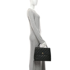 Caviar Quilted Jumbo Kelly Flap Black