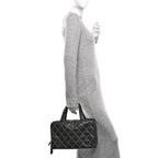 Calfskin Wild Stitch Top Handle Bag Black