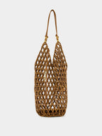 Brown Beaded Hobo Shoulder Bag