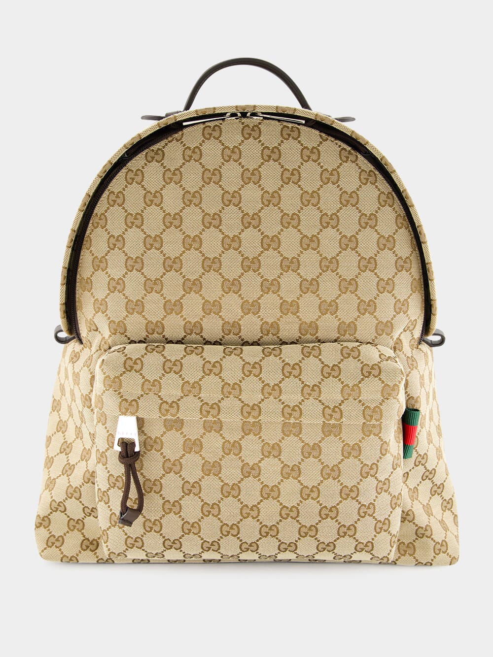 Ebony GG Canvas Backpack with Zip Closure