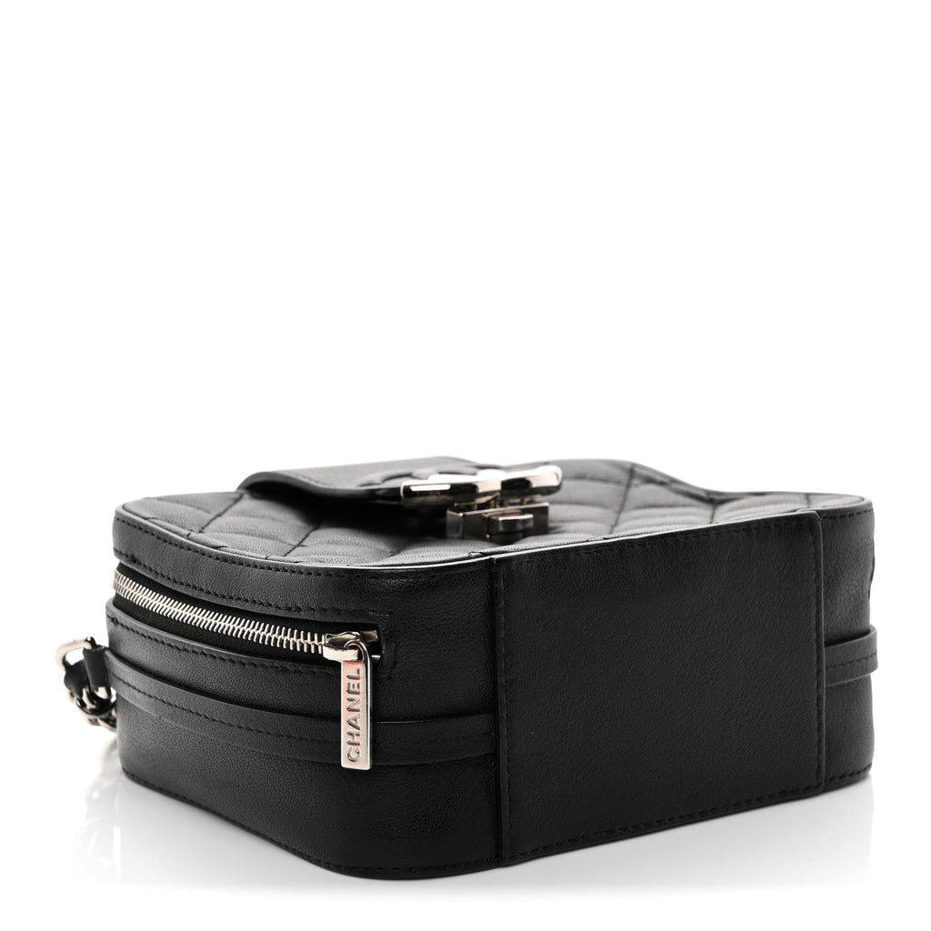 Lambskin Quilted Mini CC Box Camera Bag Black