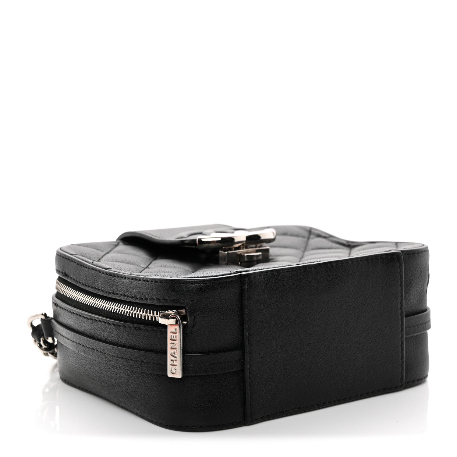 Lambskin Quilted Mini CC Box Camera Bag Black