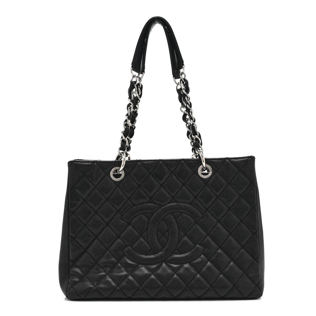 Caviar Quilted Grand Shopping Tote GST Black