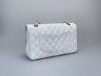 Chanel Medium White Classic Flap Bag in Caviar Leather with Gold Hardware