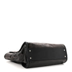 Glazed Calfskin Small Deauville Tote Black