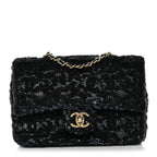 Sequin Quilted Small Single Flap Black