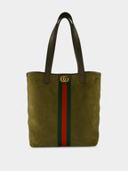 Dark Green Suede Ophidia Tote Bag