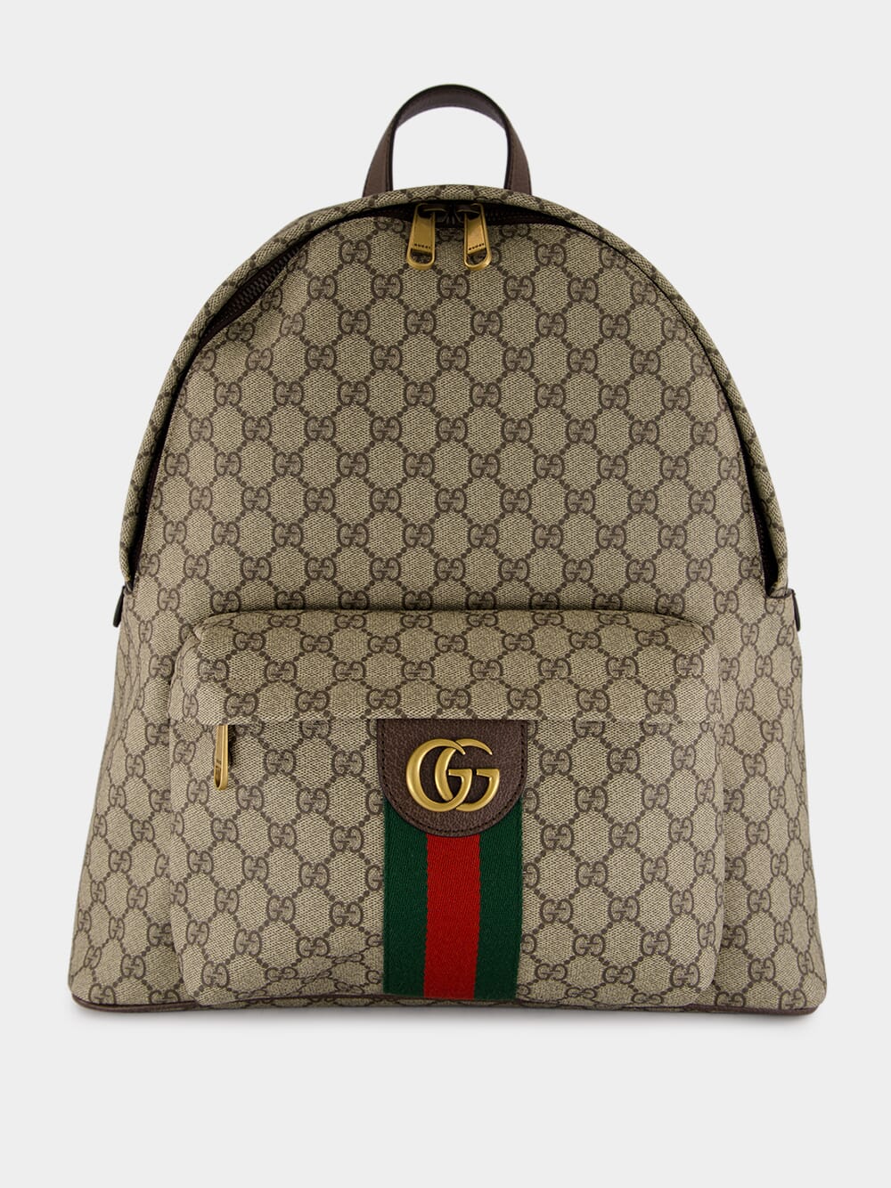 Beige GG Monogram Twill Backpack