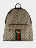 Beige GG Monogram Twill Backpack