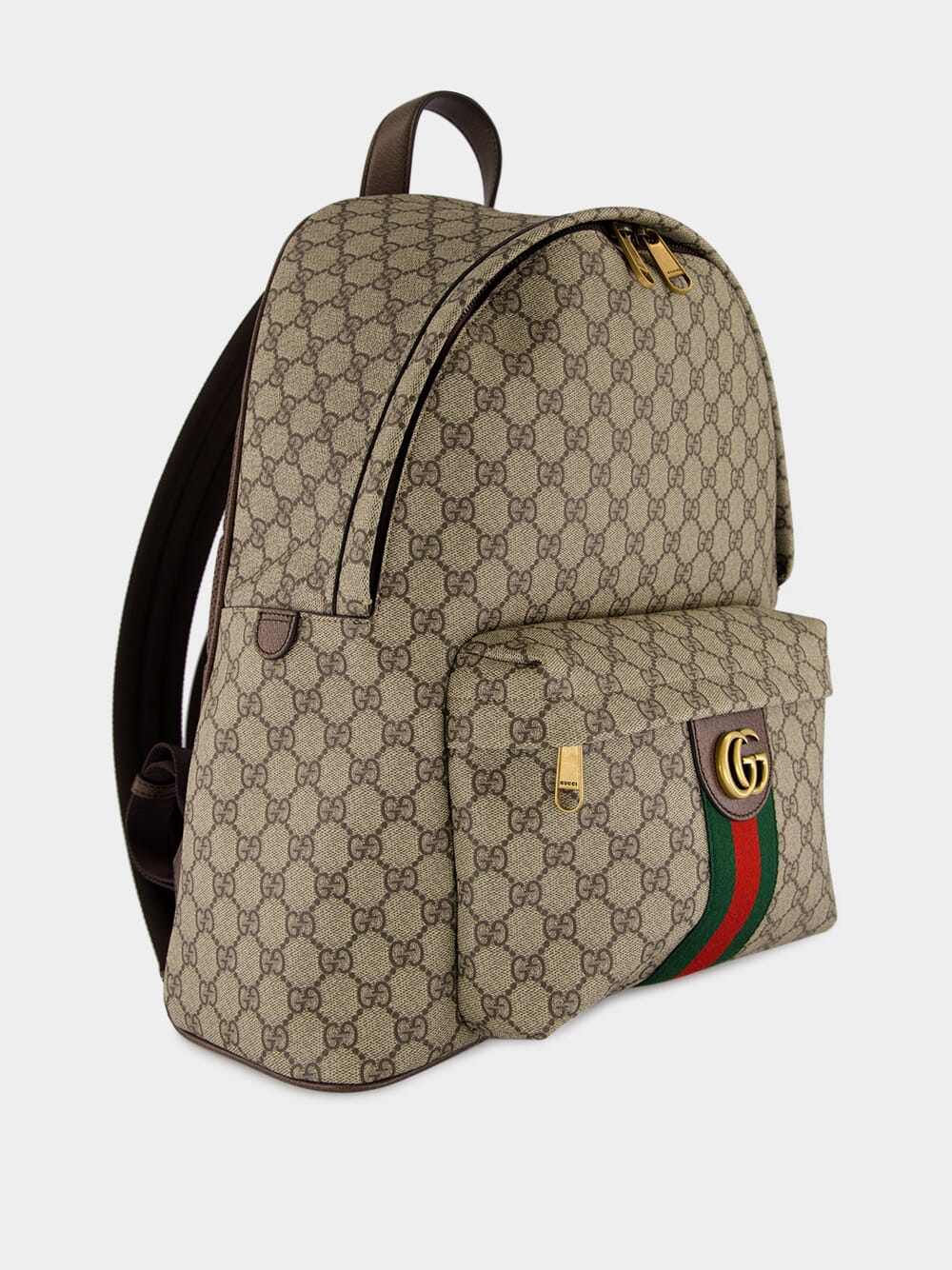 Beige GG Monogram Twill Backpack