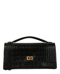 Balenciaga Womens Bel Air Small Croc-Embossed Leather Clutch Bag