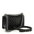 Lambskin Chevron Quilted Medium Boy Flap Black