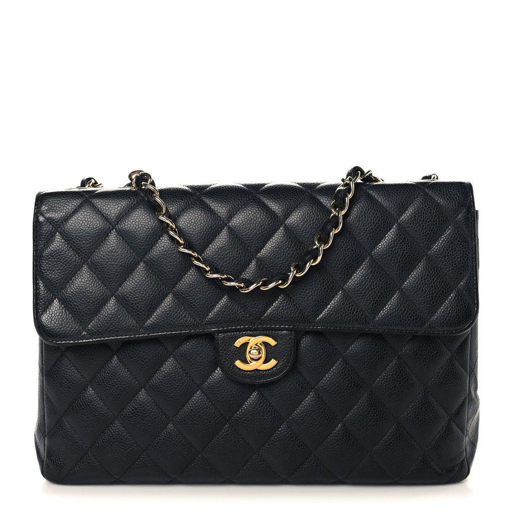 Caviar Jumbo Single Flap Black