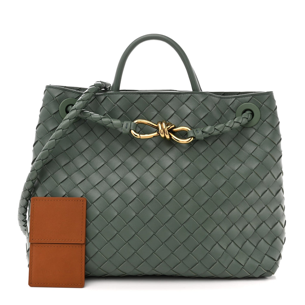 Nappa Intrecciato Medium Andiamo Shoulder Bag Aloe