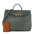 Nappa Intrecciato Medium Andiamo Shoulder Bag Aloe