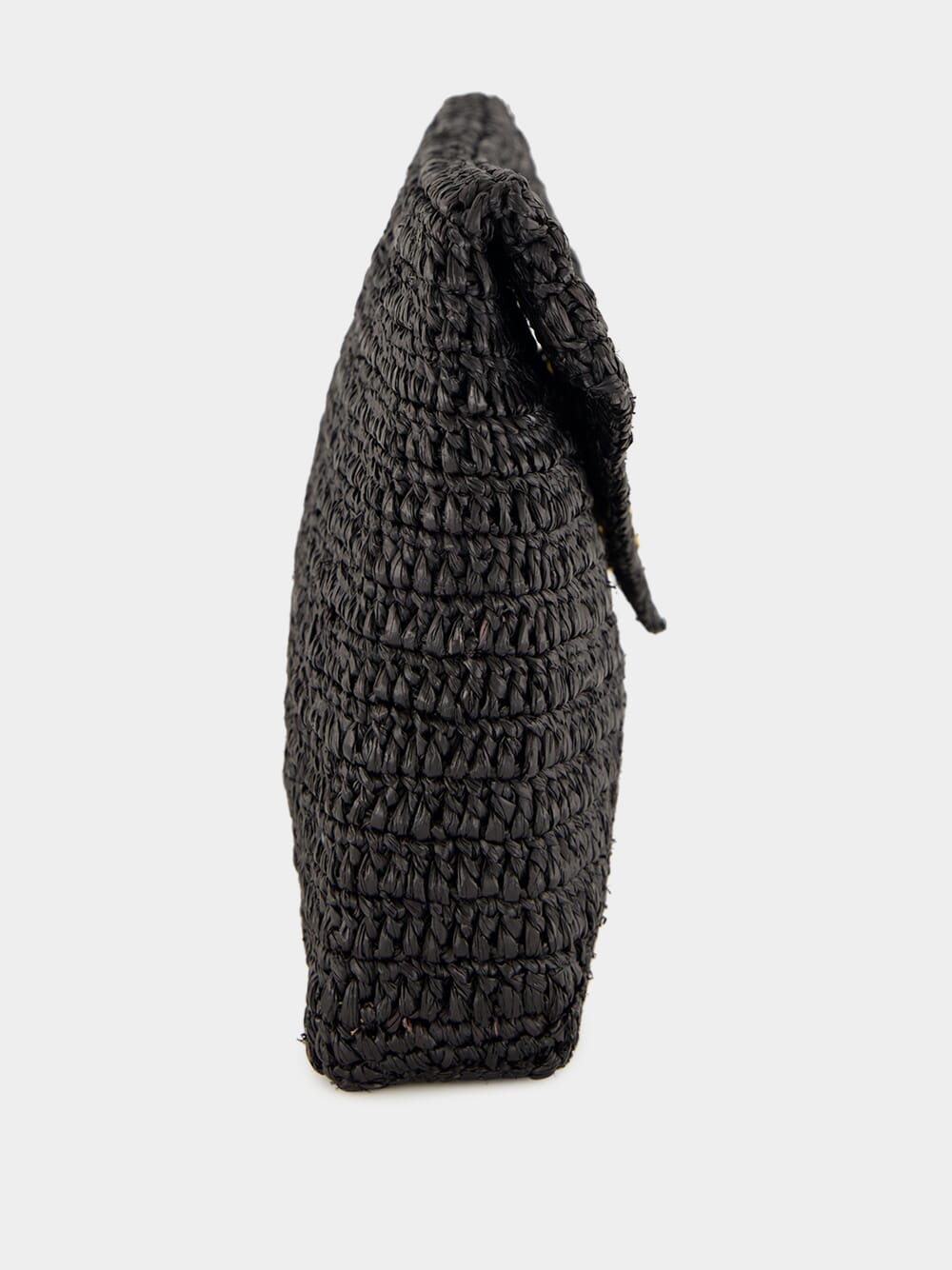 Black Cassandre Large Envelope Pouch in Raffia