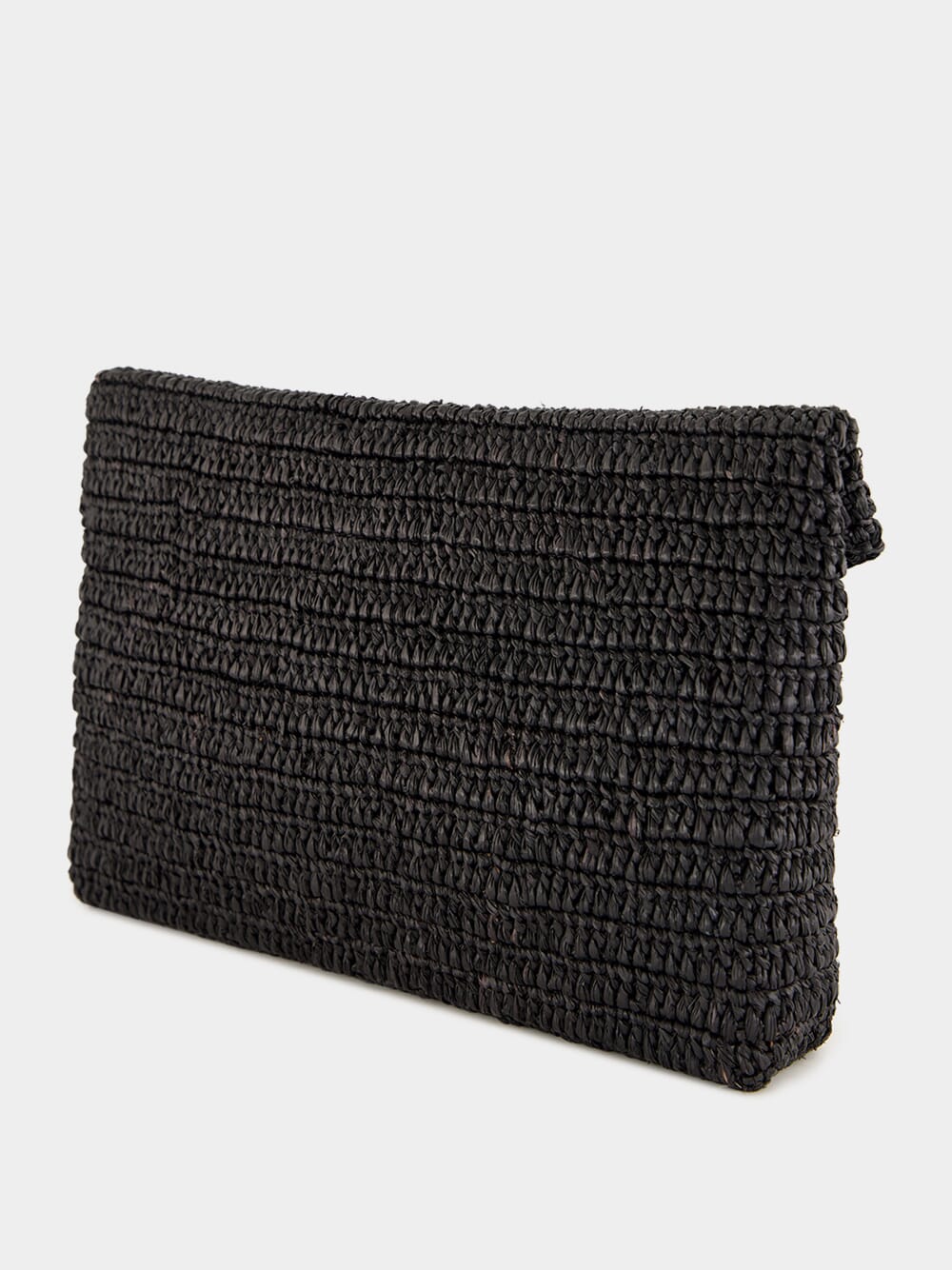 Black Cassandre Large Envelope Pouch in Raffia