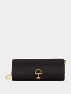 Black Silk Satin Gucci 73 Clutch with Horsebit