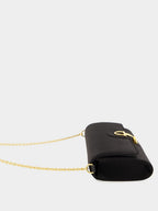 Black Silk Satin Gucci 73 Clutch with Horsebit