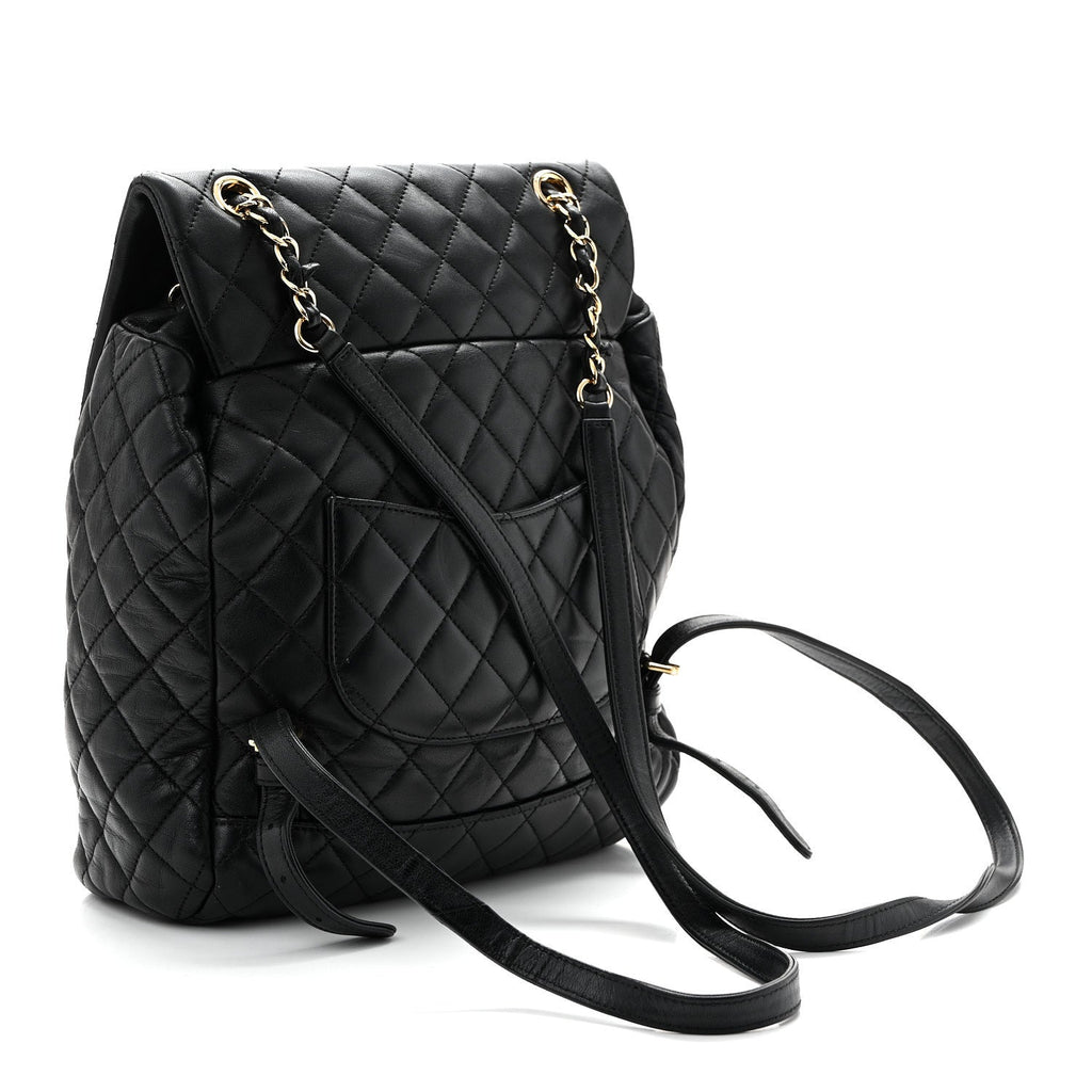 Lambskin Quilted Large Urban Spirit Backpack Black