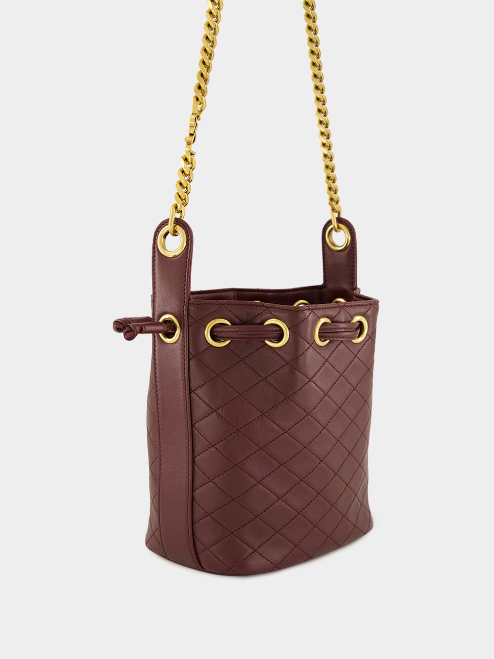 Rouge Cabernet Cassandre Bucket Bag in Lambskin