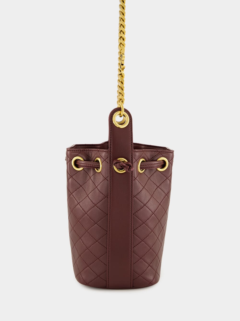 Rouge Cabernet Cassandre Bucket Bag in Lambskin