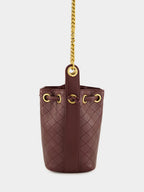 Rouge Cabernet Cassandre Bucket Bag in Lambskin