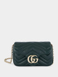 Green GG Marmont Mini Leather Shoulder Bag