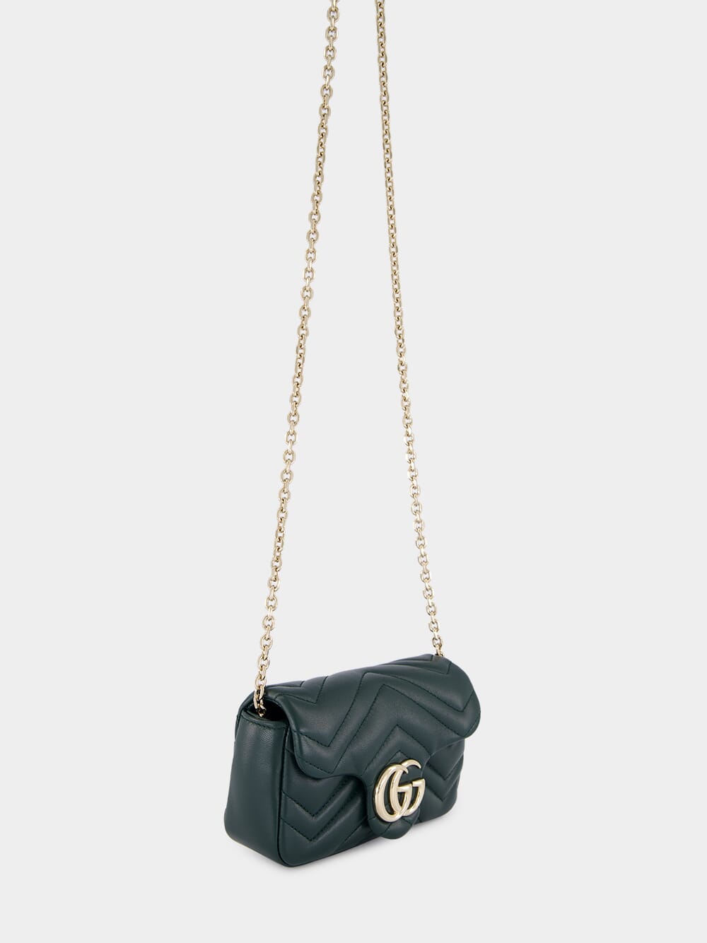 Green GG Marmont Mini Leather Shoulder Bag
