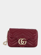 Rosso Ancora GG Marmont Mini Leather Shoulder Bag
