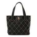 Calfskin Stitch Small Surpique Tote Black