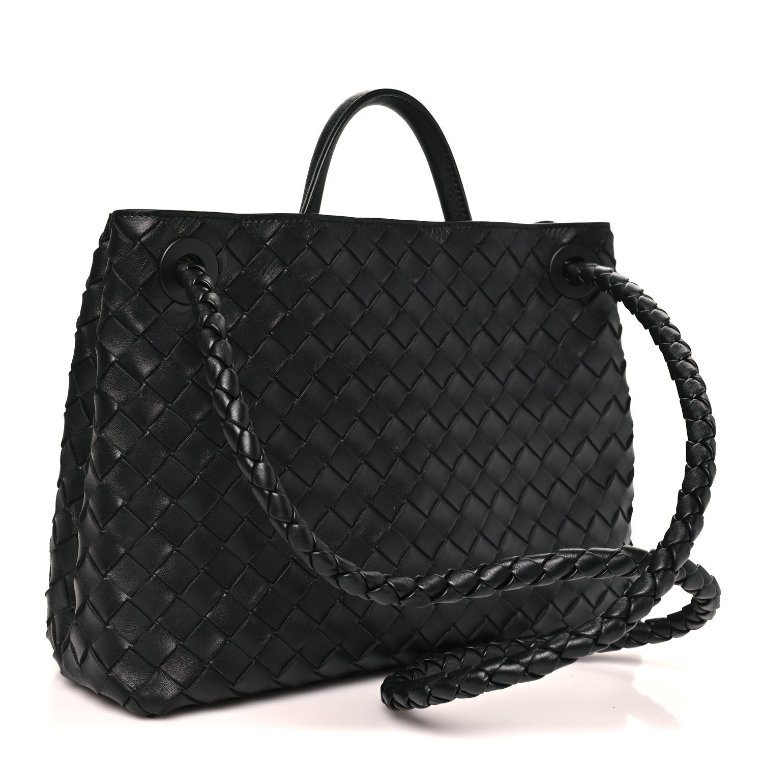Nappa Intrecciato Medium Andiamo Shoulder Bag Black