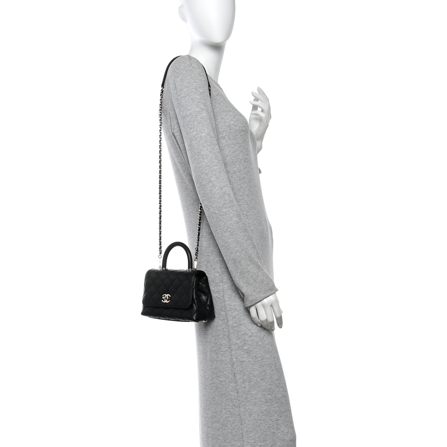 Caviar Quilted Extra Mini Coco Handle Flap Black