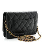 Caviar Quilted CC Turnlock Wallet On Chain WOC Black