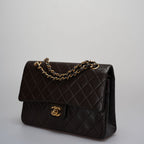Chanel Vintage Classic Flap Bag in Chocolate Brown With 24k Gold Hardware Medium Size