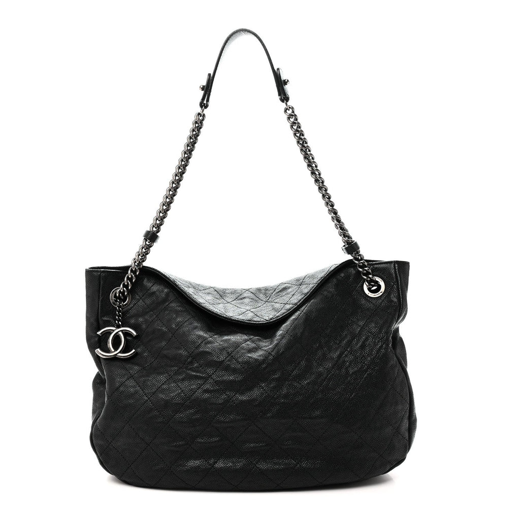 Caviar Quilted Simply CC Hobo Black