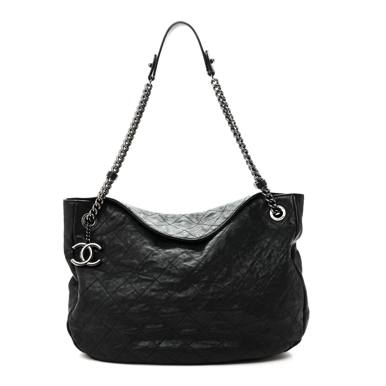 Caviar Quilted Simply CC Hobo Black