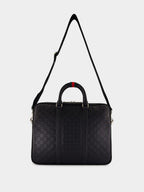 Black GG Leather Large Briefcase
