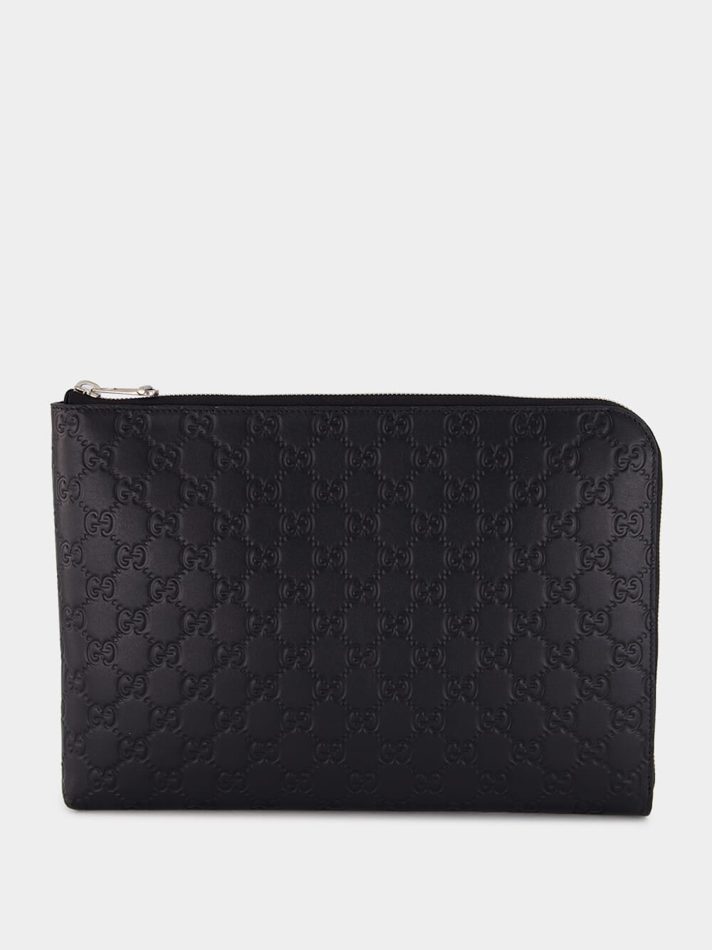 Black GG Leather Monogram Pouch