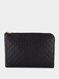 Black GG Leather Monogram Pouch